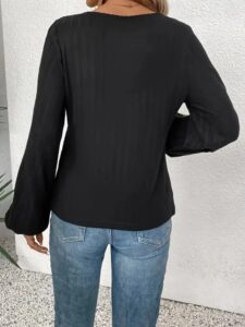 Kadın Uzun Kollu Kayık Yaka şardonlu Kaşkorse Bluz - Görsel 5