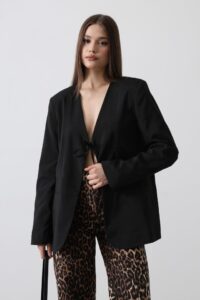 Önü Bağlamalı Blazer Ceket
