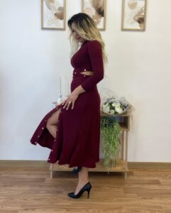 Kadın Uzun Kollu çıtçıtlı Viskon Krop Bluz Ve Yırtmaçlı Etek Istenildiğinde Elbise Olan Ikili Takım - Görsel 9