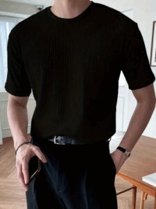 Erkek Kısa Kollu Bisiklet Yaka Triko Bluz - Görsel 2