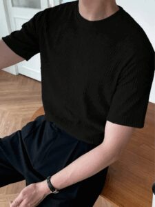 Erkek Kısa Kollu Bisiklet Yaka Triko Bluz - Görsel 4