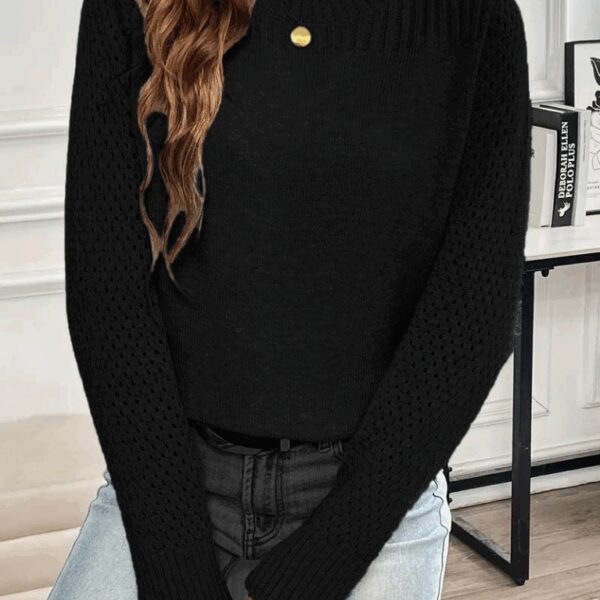 Kadın Uzun Kollu Bisiklet Yaka Triko Bluz