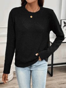 Kadın Uzun Kollu Bisiklet Yaka Triko Bluz - Görsel 3