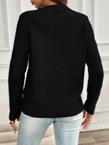 Kadın Uzun Kollu Bisiklet Yaka Triko Bluz - Görsel 4