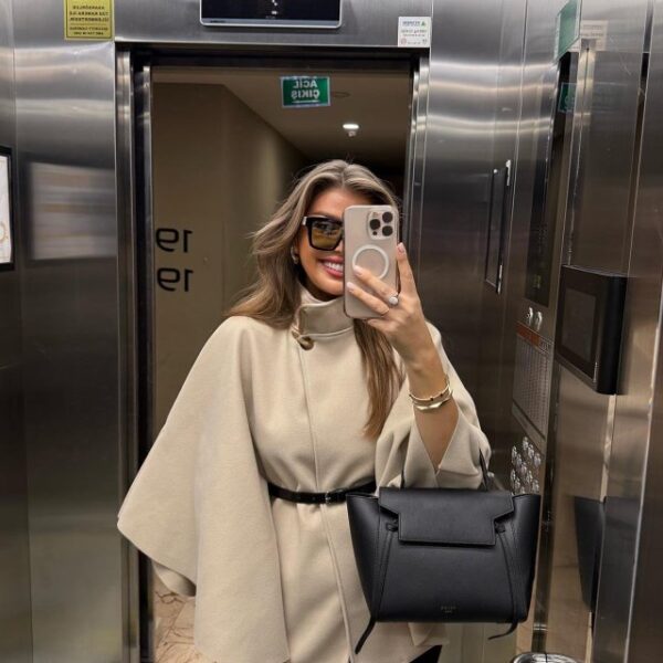 Kadın Yara Kol Balıkçı Yaka Kemer Dahil Kaşe Kaban