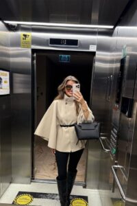 Kadın Yara Kol Balıkçı Yaka Kemer Dahil Kaşe Kaban - Görsel 11