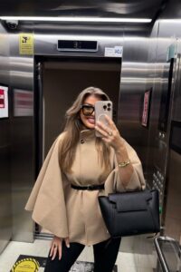 Kadın Yara Kol Balıkçı Yaka Kemer Dahil Kaşe Kaban - Görsel 11