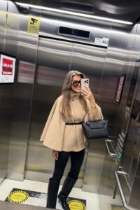 Kadın Yara Kol Balıkçı Yaka Kemer Dahil Kaşe Kaban - Görsel 5