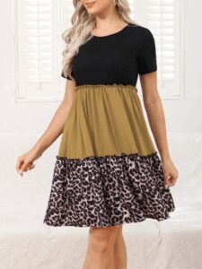 Kadın Leopar Detay üç Parça Viskon Elbise - Görsel 4