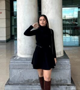 Kadın Uzun Kollu Balıkçı Yaka Salaş Kusa Akrilik Elbise - Görsel 8