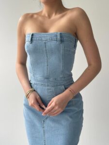 Sonic Straplez Elbise - Görsel 5