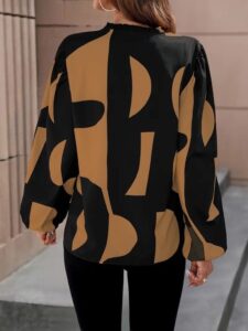 Kadın Uzun Kollu V Yakalı Desenli Modal Bluz - Görsel 4