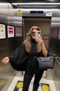 Kadın Yara Kol Balıkçı Yaka Kemer Dahil Kaşe Kaban