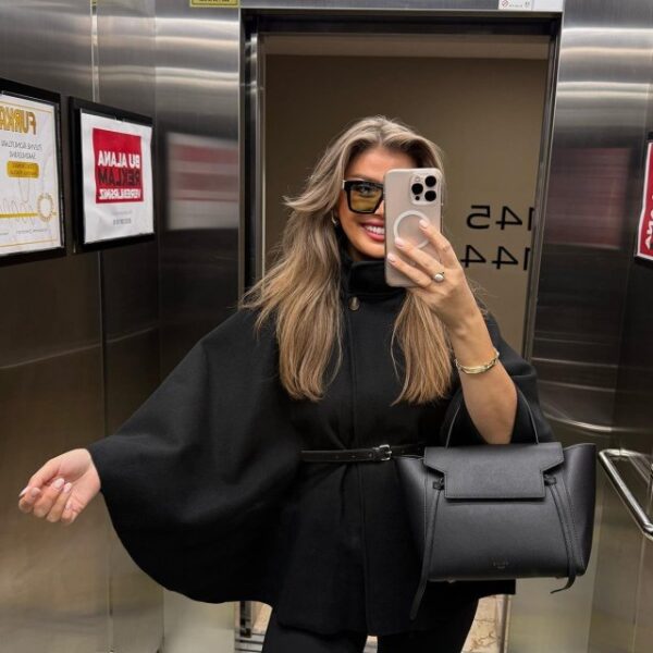 Kadın Yara Kol Balıkçı Yaka Kemer Dahil Kaşe Kaban