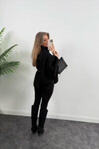 Kadın Yara Kol Balıkçı Yaka Kemer Dahil Kaşe Kaban - Görsel 7