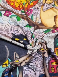 Kadın Uzun Kollu Bisiklet Yaka Kedi Baskılı Süprem Bluz - Görsel 5