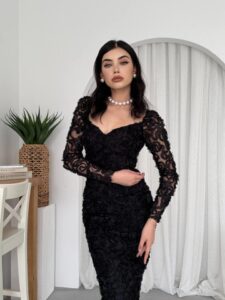 Folers Çiçek Desenli Elbise - Görsel 3