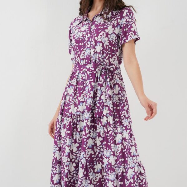 2191 Kısa Kol Desenli Elbise