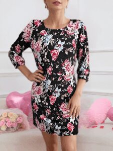 Kadın Uzun Kollu Bisiklet Yaka Dalgıç Mini Boy Elbise - Görsel 9