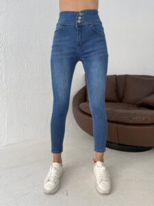 Yüksek Bel Likralı Jean Pantolon 90 Cm - Görsel 12