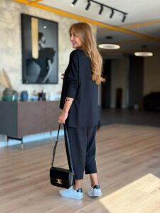 Kadın Iki Iplik Viskon Pamuk Kumaş Arma Detaylı Ikili Takım - Görsel 10