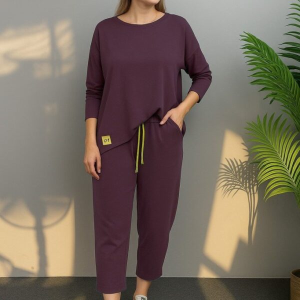 Kadın Uzun Kollu Arma Detaylı Iki Iplik Viskon Ikili Takım