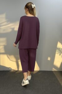 Kadın Uzun Kollu Arma Detaylı Iki Iplik Viskon Ikili Takım - Görsel 2