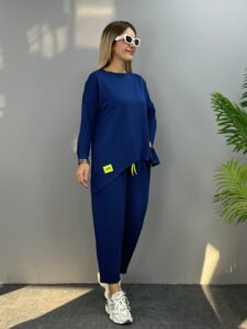 Kadın Iki Iplik Viskon Pamuk Kumaş Arma Detaylı Ikili Takım - Görsel 5