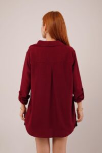 Salaş Kesim Cepli Bordo Gömlek - Görsel 4