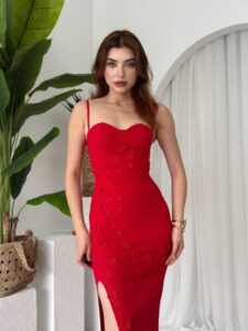 Stor Gül Detaylı Elbise - Görsel 5