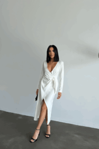 KRUVAZE BROŞ DETAYLI ELBİSE