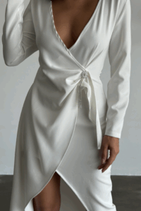 KRUVAZE BROŞ DETAYLI ELBİSE - Görsel 2