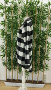 Kadın Uzun Kollu Ekoseli önden Düğmeli Dokuma Uzun Gömlek - Görsel 8