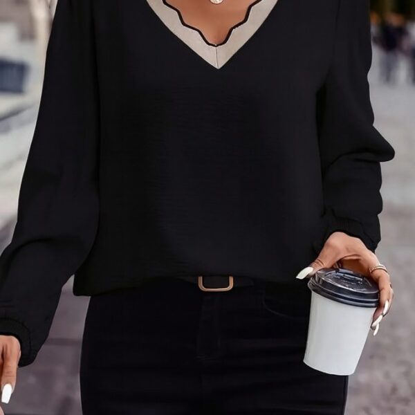 Kadın Uzun Kollu V Yakalı Aerobin Bluz