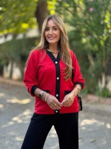 Kadın Uzun Kollu Ribanali Cep Detay Hırka Ve Bol Paça Pantolon Ikili Takım - Görsel 5