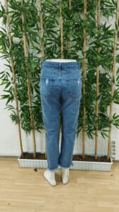 Kadın Dar Kesim Cepli önden Yırtık Desenli Denim Pantolon - Görsel 7