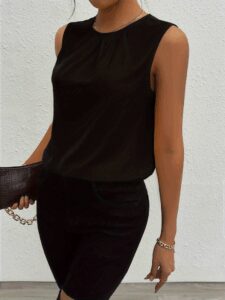 Kadın Askılı Yuvarlak Büzgü Yaka Sandy Bluz - Görsel 5