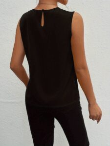 Kadın Askılı Yuvarlak Büzgü Yaka Sandy Bluz - Görsel 6