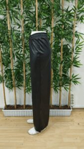 Kadın Yüksek Bel Beli Lastikli Geniş Paçalı Deri Pantolon - Görsel 9