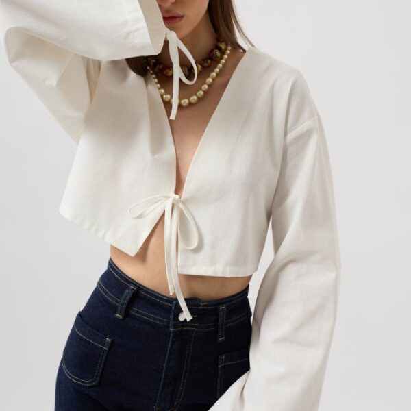 Bağlama Detay Uzun Kol Bluz