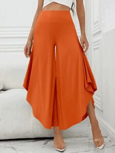 Kadın Yüksek Belli Geniş Paçalı Yanlardan Açık Sandy Pantolon - Görsel 4