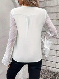 Kadın Uzun Kollu V Yakalı Kolları Ispanyol Detayı Sandy Bluz - Görsel 5