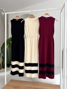 Etek Ucu Şerit Detaylı Triko Elbise 2831 - Görsel 10