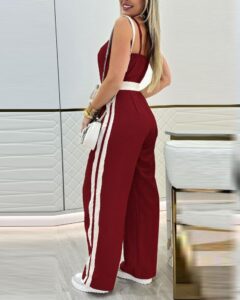 Kadın Ip Askılı Straplez Belden Kuşaklı Viskon Iki Iplik Tulum - Görsel 3