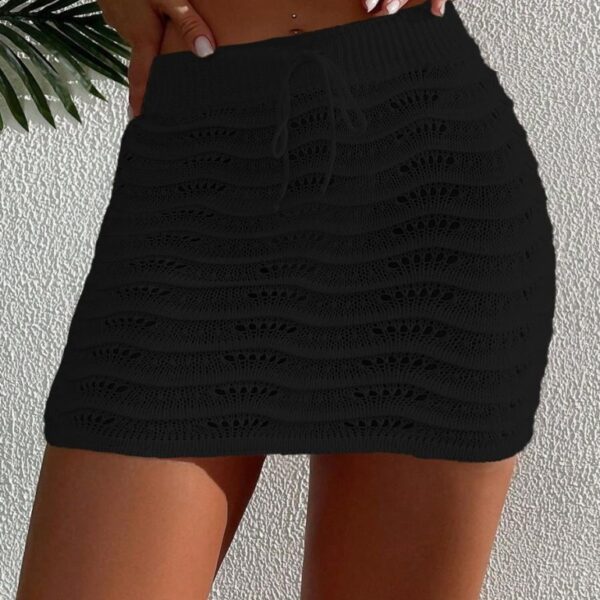 Kadın Bağcıklı Mini Triko Etek