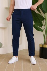 Erkek Slim Fit Likralı Bilek Boy Dilli Kumaş Pantolon - Görsel 2