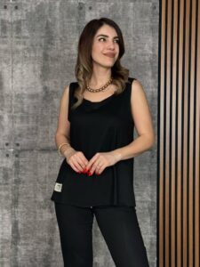 Kadın Askılı Yuvarlak Yaka Viskon Iki Iplik Bluz Ve Eşofman Altı Ikili Takım - Görsel 2