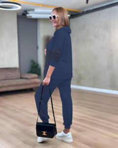 Kadın Uzun Kollu Kapşonlu Viskon Iki Iplik Bluz Ve Pantolon Ikili Takım - Görsel 2