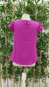 Kadın Yuvarlak Yaka Kolları Fırfırlı Krep Bluz - Görsel 8