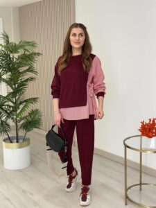 Kadın Gömlek Detay çizgili Yandan Bağlamalı Ikili Takım - Görsel 11